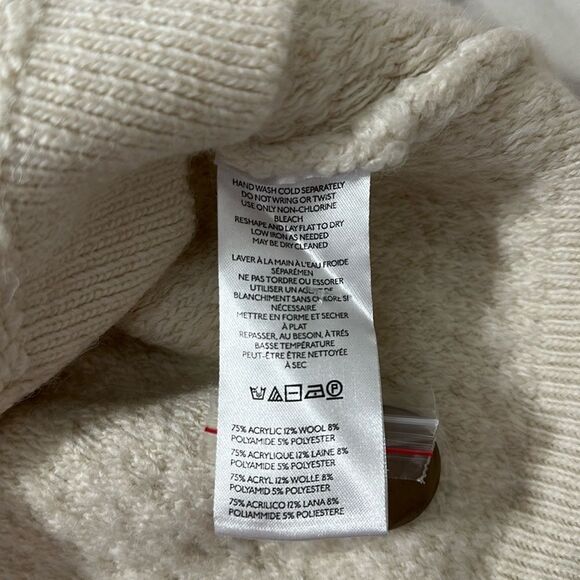 free people M Ivory Herringbone Stitch Pattern Kimono Cardigan Sweater - Picture 16 of 16